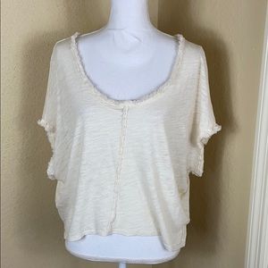 Free People fray hem cream top M